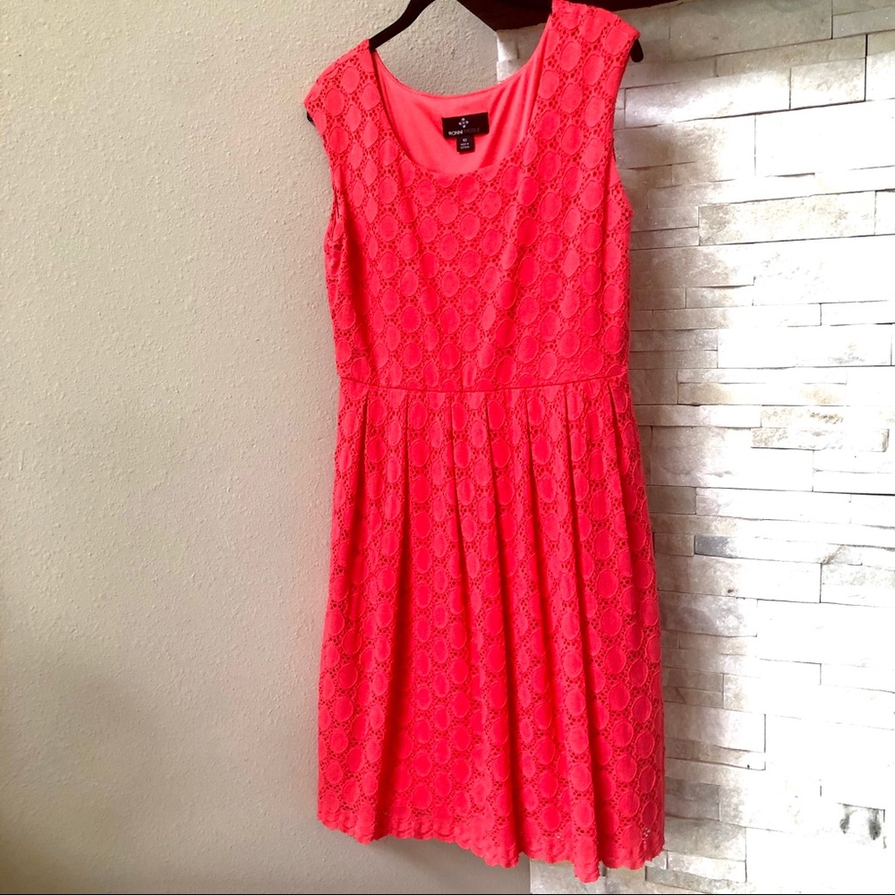 Pristine Coral Pierced Lace Summer Dress!